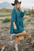 Corduroy Snap Buttons Empire Waist Bracelet Sleeve Dress